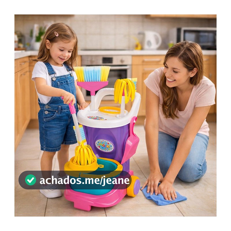 Carrinho Limpeza Infantil Brinquedo Educativo Organizacao Mobilidade Interativa