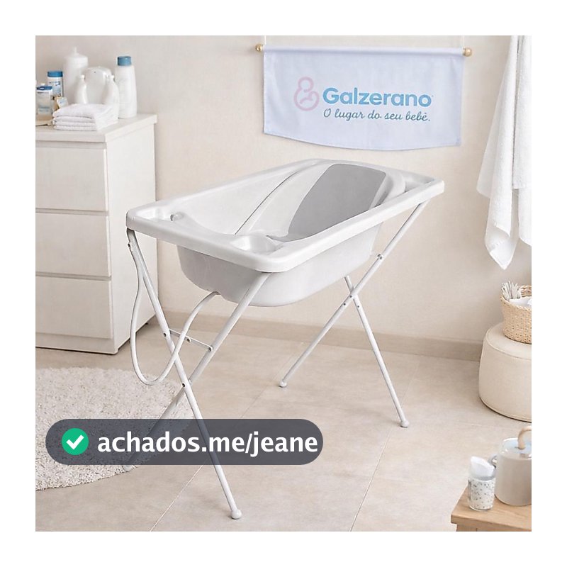 Banheira para Bebê Galzerano Acqua Trio com Suporte Até 20kg, Dobrável e Segura
