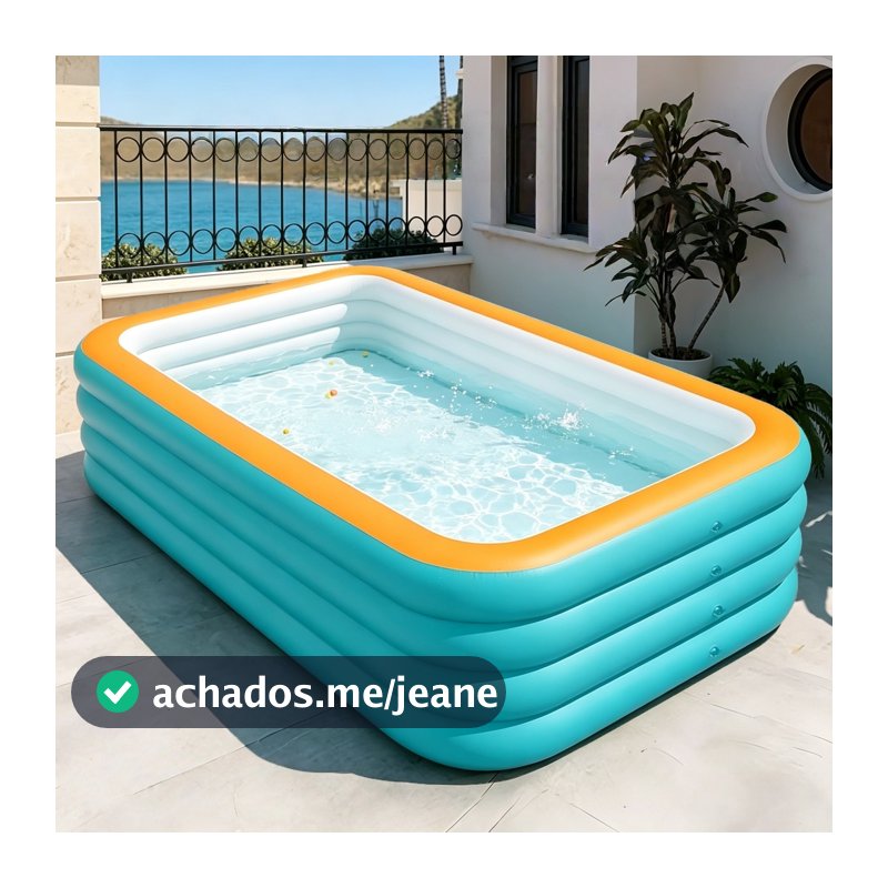 Piscina inflável azul de PVC, grande capacidade, portátil e dobrável – reforçada para áreas internas e externas.