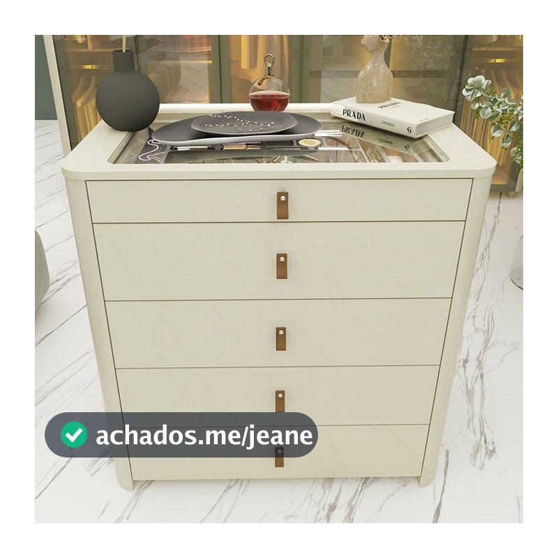 Ilha 5 Gavetas com Pés Innova Funcionalidade e Elegância 100% MDF Branco/Off White