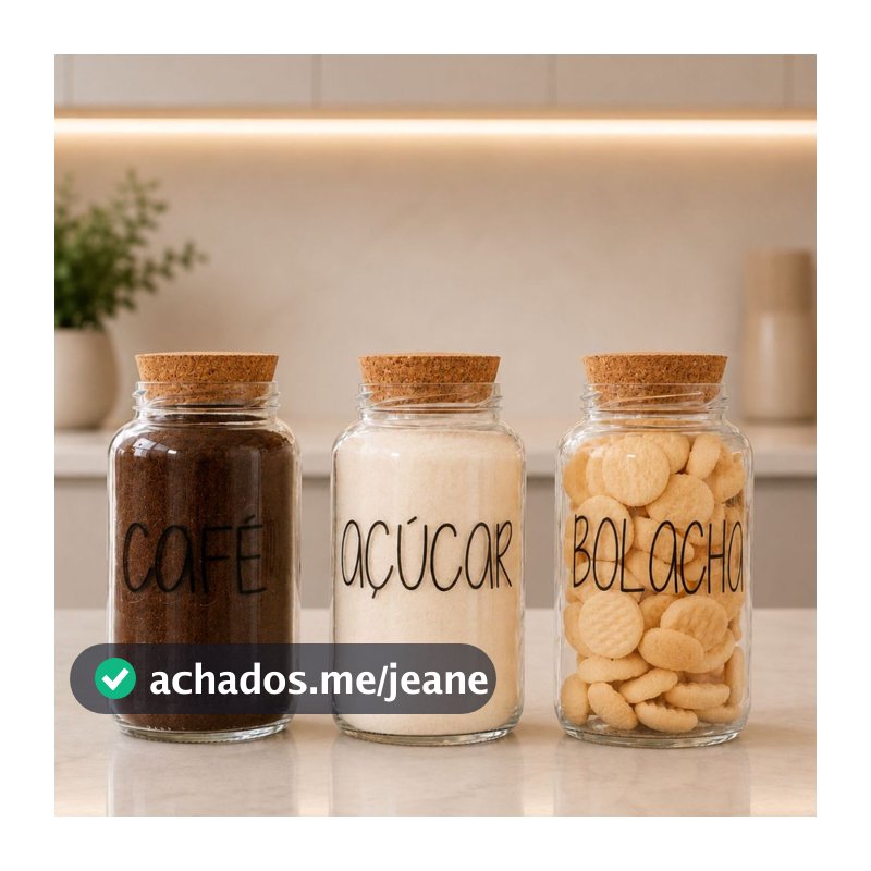 Kit Cantinho do Café | Pote Hermético De Vidro 810 Ml | Cozinha Decorada