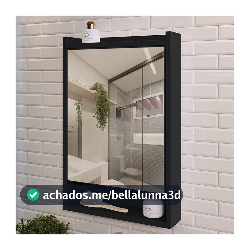 Armário De Banheiro Aéreo Espelheira  Suspensa Moderna Aqua 1 Portas e Nicho - Várias Cores