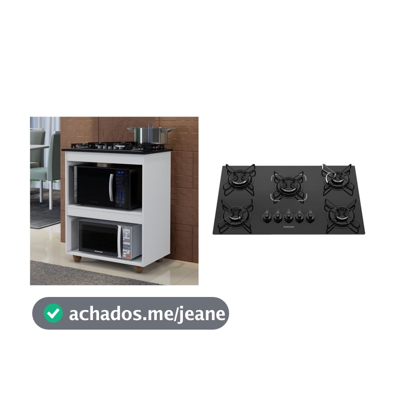 Kit Cozinha Completo – Cooktop Essencial 5 Bocas Vidro Temperado + Balcão Planejado, Compacto e Elegante
