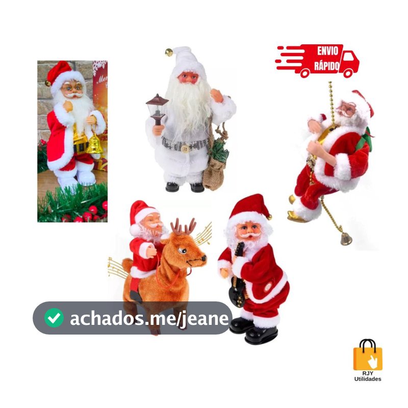 Boneco Papai Noel Musical Sobe E Desce Anda Mexe A Barriga Bumbum Acende Rena Decoração Natalina