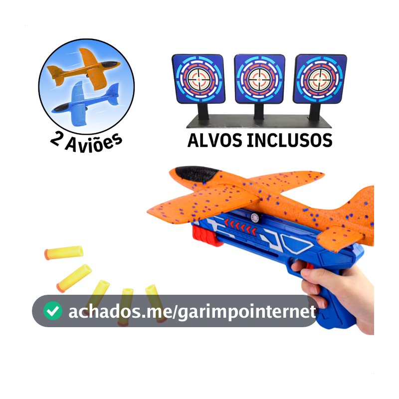 Lançador de Avião Catapulta Brinquedo Planador Pistola Infantil Tiro ao Alvo