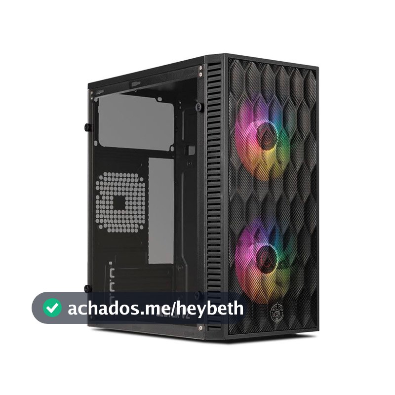 Gabinete Gamer TGT Jester V2 Rainbow Mini-Tower Lateral de Acrilico c/2 Fans, Preto TGT-JSRV2-BKGF02