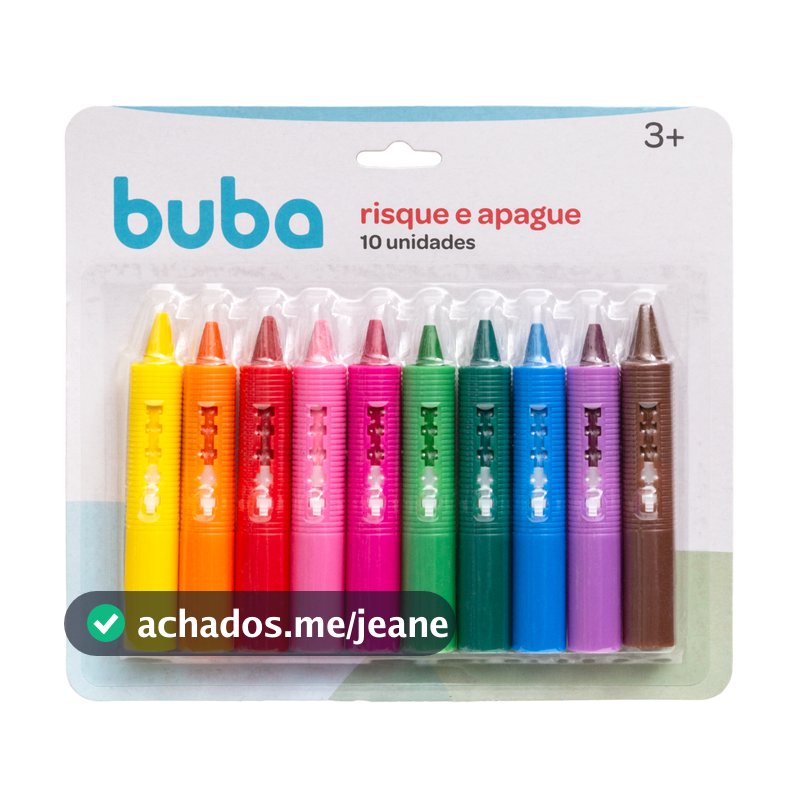 Risque e Apague Lapis Giz De Cera Para Banho Infantil Buba - 6 ou 10un