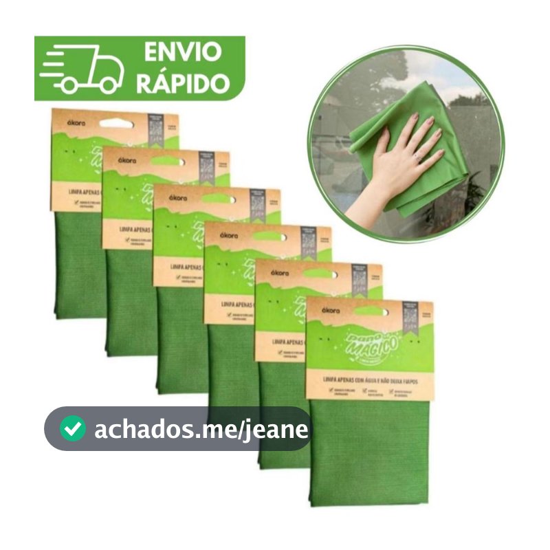 Limpa Vidro Pano Mágicos Ákora Original – Microfibra Premium (Poliéster e Poliamida) 6 Unidades