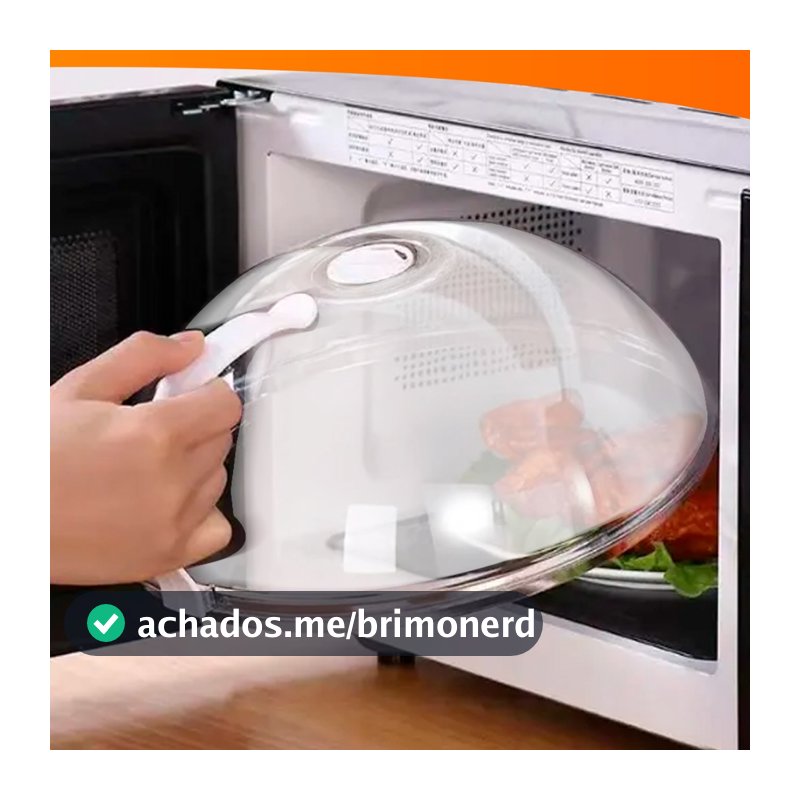 Tampa De Microondas Para Alimentos Com Válvula e Alça De Plastico 9x25,5cm Diâmetro