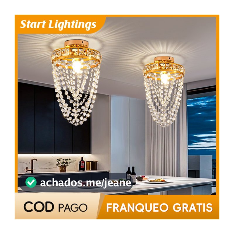 Luz De Teto De Cristal Sala De Estar Lâmpada De Corredor Ouro Preto Quarto LED