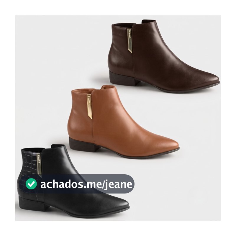 Bota Feminina Via Uno Cano Curto Bico Fino Detalhe Dourado