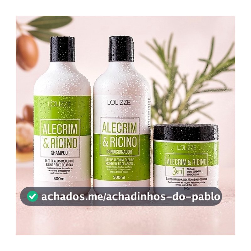 Kit Alecrim Antiqueda Shampoo, Condicionador e Máscara 500ml/Crescimento Capilar