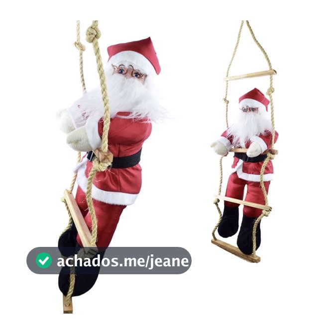 Papai Noel Subindo a Escada Boneco Papai Noel Enfeite Natal 90cm