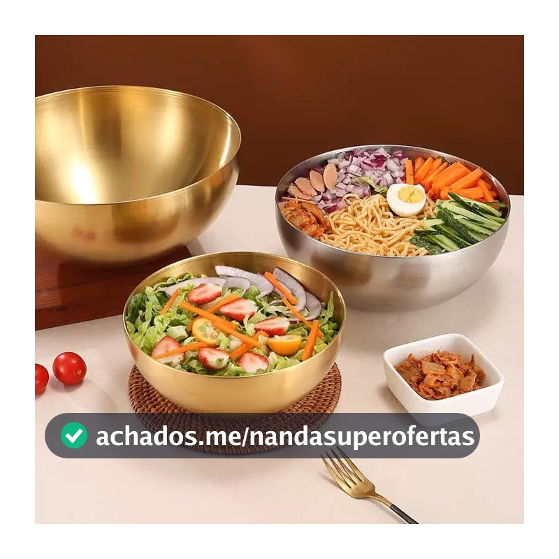 Tigela Bowl Aço Inox Dourado 15cm,20cm,24cm,28cm Bacia Multiuso Cozinha