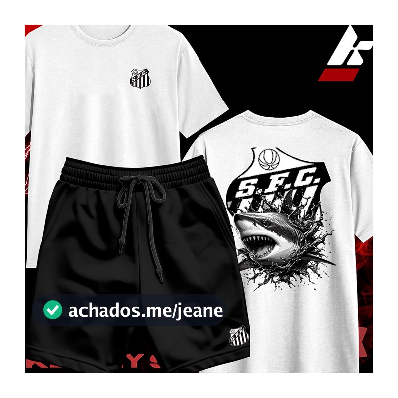 KIT Camisa Streetwear 100% Algodão e Bermuda Mauricinho Estampa ST TUBARÃO