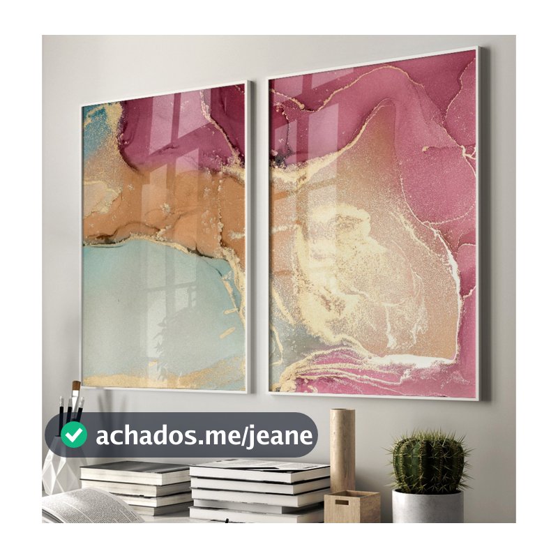 Quadro Abstrato Para Sala Quadro Com Moldura E Vidro Kit Quadros Decorativos Sala Mármore Colorido