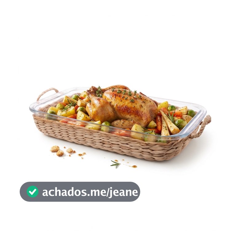 Bandeja Retangular Wolff de Vidro Borossilicato 34,5cm para Servir Decorar Mesa Posta e Organizar Qualidade Casa Cozinha