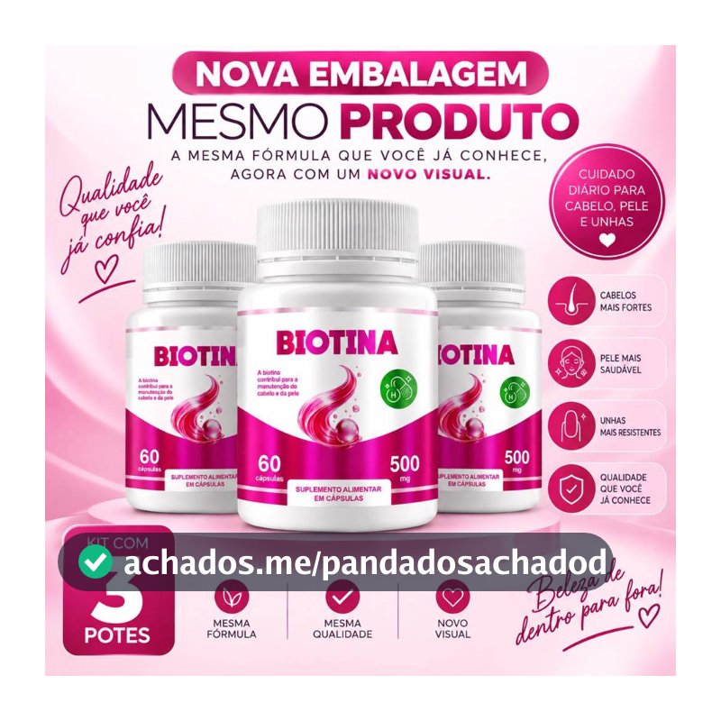 Kit 3 Biotina   Genature Firmeza Crescimento Saúde Cabelos Unhas Pele Envio Imediato
