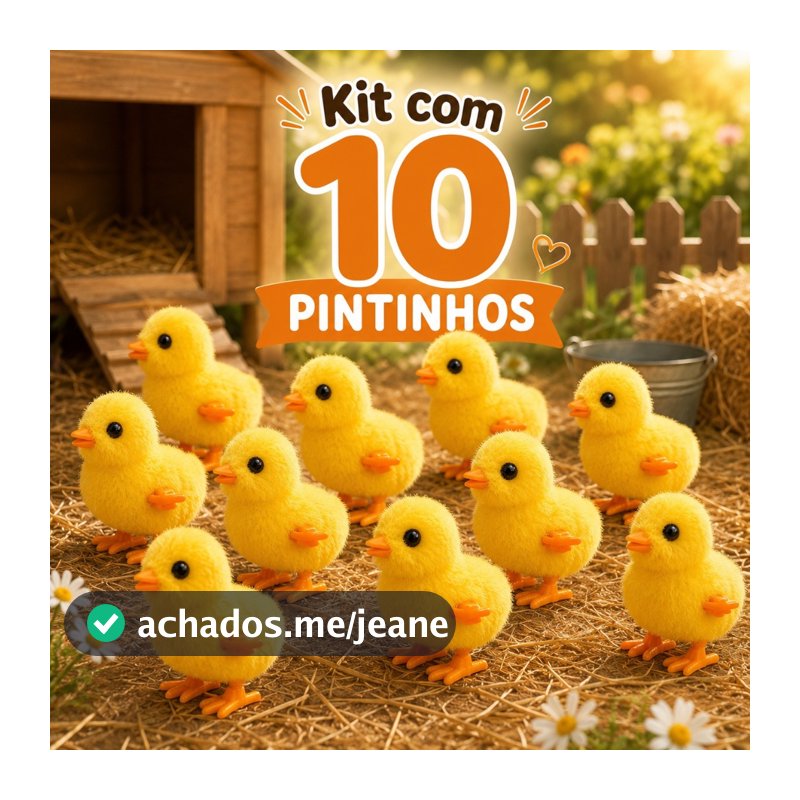 Kit 10 Pintinhos a Corda Amarelo Brinquedo Mecânico Infantil Divertido Festas ENVIO IMEDIATO