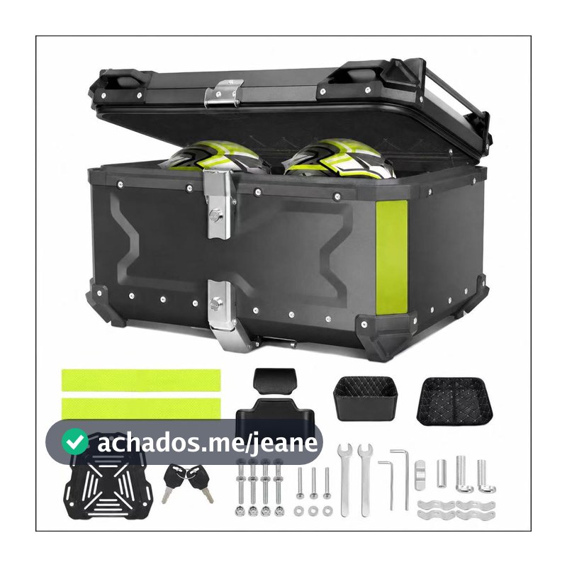 Bau De Moto Traseiro 65 Litros Aluminio Suporta 2 Capacetes