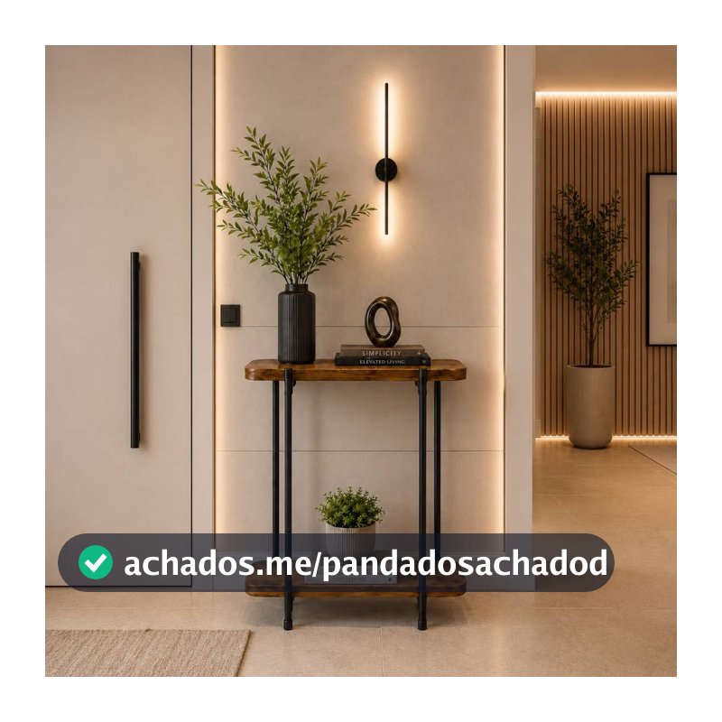 Aparador Industrial Tubular Buffet Ferro Preto Madeira Imbuia P/ Sala De Estar Decoração Hall Minimalista Casa