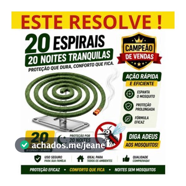 Repelente Espiral Mosquito e Pernilongo Inseticida Para Uso Noturno Longa Duração