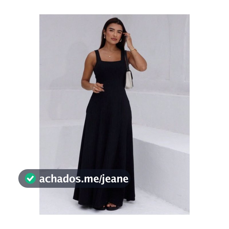 Vestido Longo Feminino Canelado com Bolso