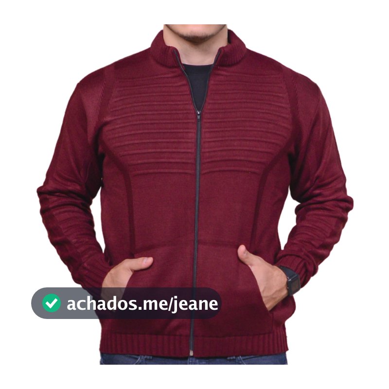 Jaqueta Masculina Blusa De Frio Casaco Aberto Com Bolso E Ziper Tricot
