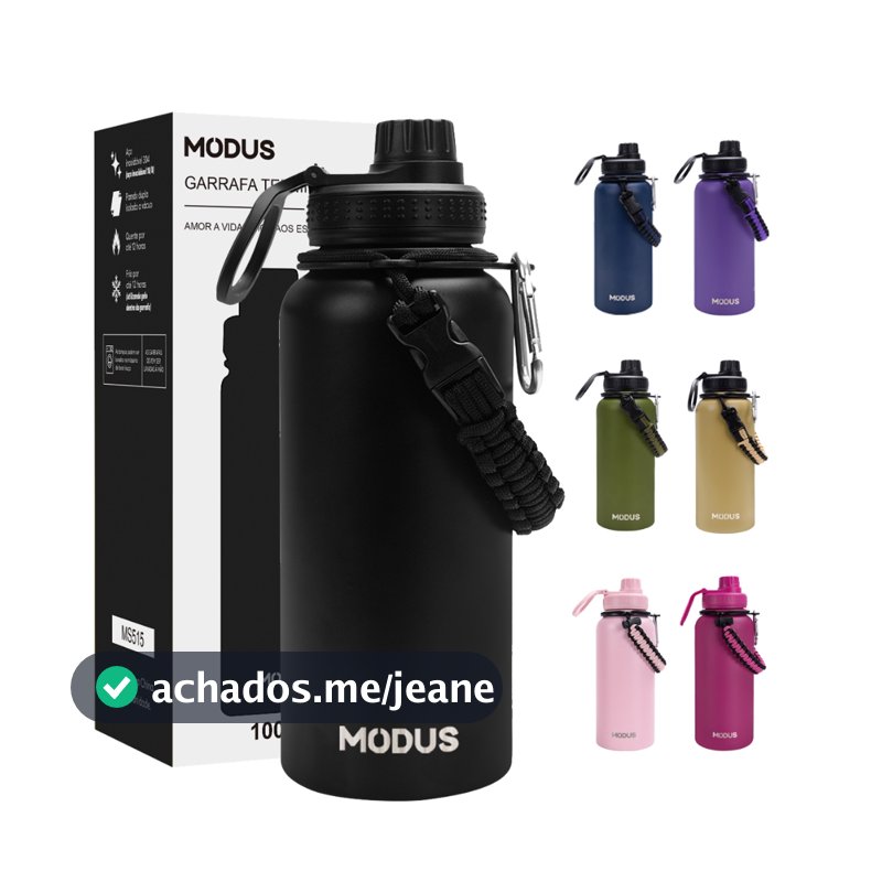 MODUS Garrafa De Água 1 litros Isolada Frio/calor Com Corda Portátil De Aço Inoxidável Esportiva Copo