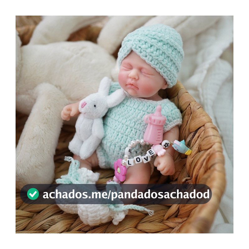 Bebê Reborn Boneca Silicone Sólido 20cm Menina Olho Fechado Brastoy