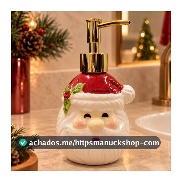 Porta Sabonete Liquido Dispenser Saboneteira De Natal Decoração Natalina Papai Noel Cerâmica Porcelana