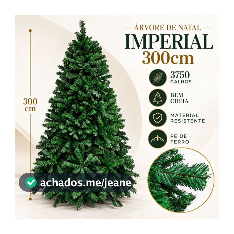 Árvore de Natal Imperial 300cm com 3750 Galhos Pé de Ferro