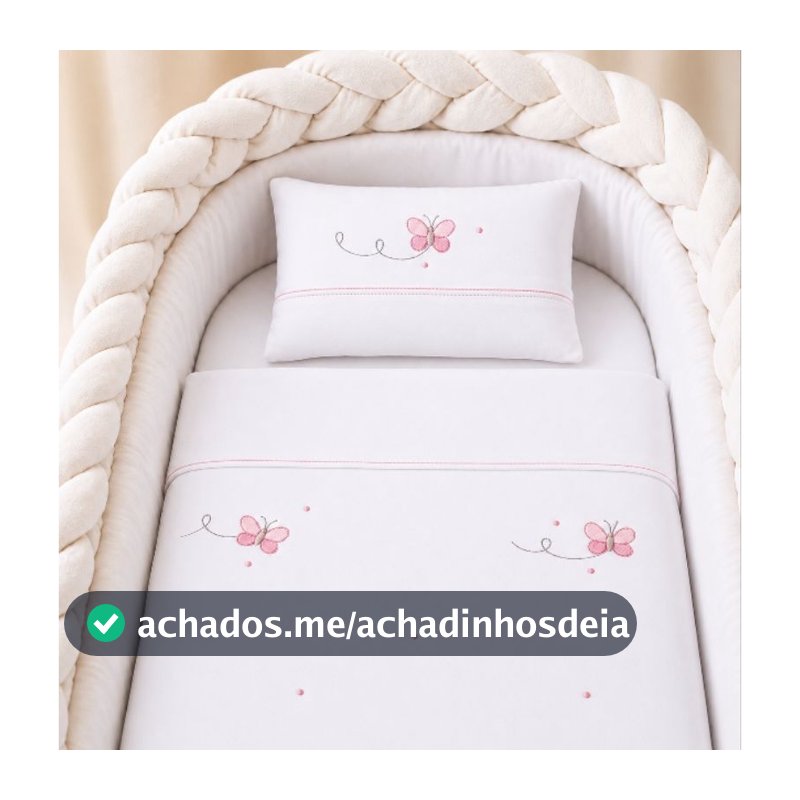 Kit Mini Berço/Maternidade ou Kit Carrinho de Passeio com 2 peças Bordado à mão 100% algodão - (pronta entrega)