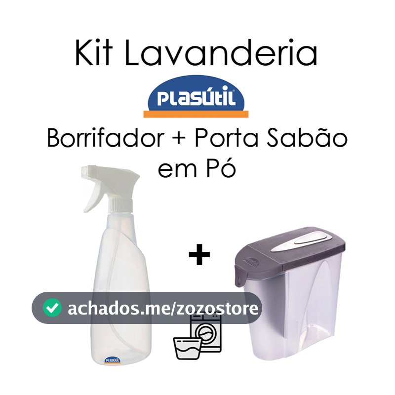 Kit Borrifador + Porta Sabão em Pó - Linha Kit lavanderia - Plasútil