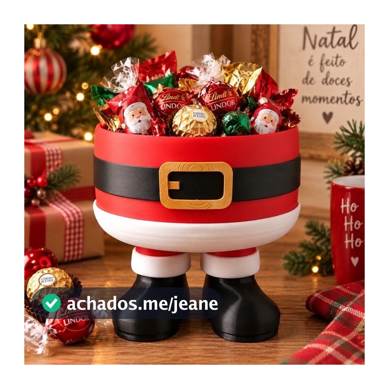 Pote de Natal Papai Noel 3D Porta Doces Bombons Biscoitos – Decoração Natalina