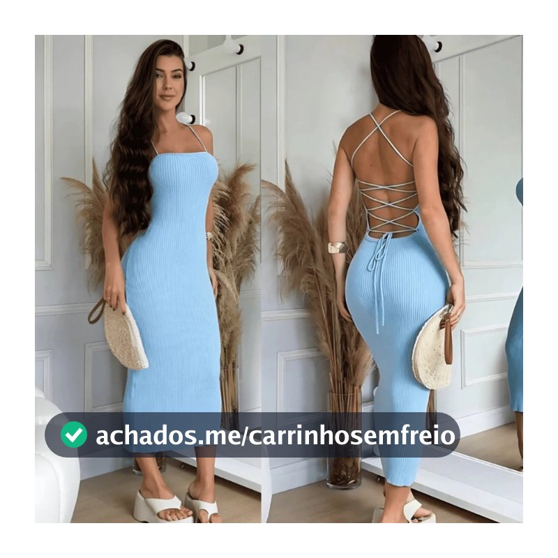 Vestido Midi Costas Trançadas Canelado Elegância e Versatilidade Moda Blogueira Verão