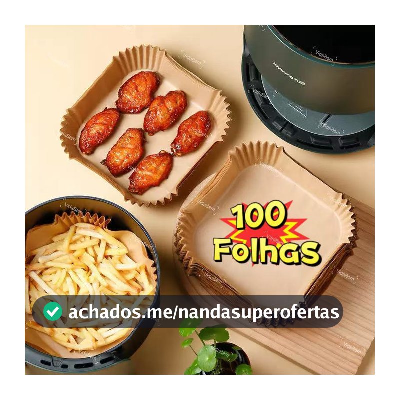 Kit 100/200/300 Forro de Papel Descartável para Airfryer Antiaderente,Quadrado,Anti-Óleo Sem Limpeza