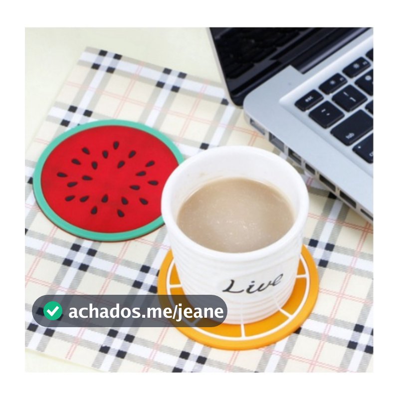 Porta Copos Copinhos De Silicone Para Mesa / Sofá / Desenhos De Frutas Kit C/4