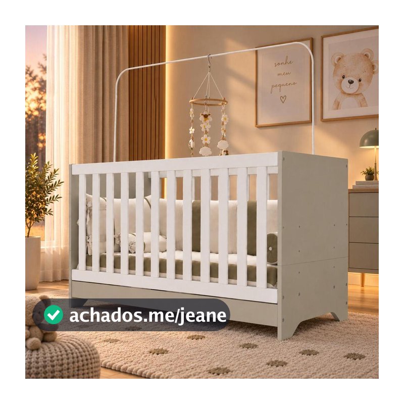 Berço 3 em 1 para Colchão 60x130cm Multimóveis FG0527 Off White/Branco