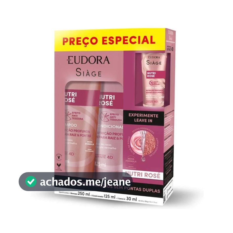Kit Siàge Nutri Rosé Shampoo 250ml + Condicionador 125ml + Leave-In 30ml