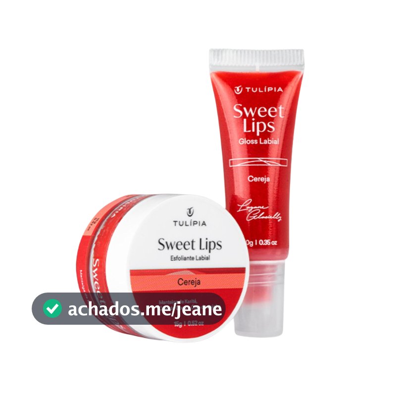 Kit Esfoliante Labial e Gloss Tulípia Cereja - Sweet Lips - Babygloss- Hidragloss - Volume de Lábios