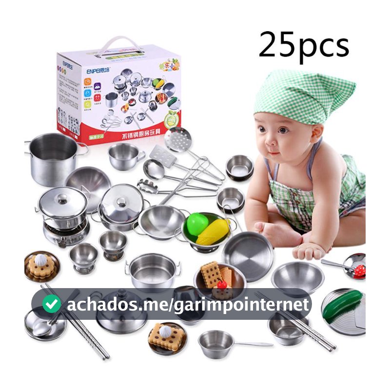 25 Pçs/Set Inoxidável Crianças Cozinha Brinquedos De Alta Qualidade Brinquedo Mini Papel PlayChef /