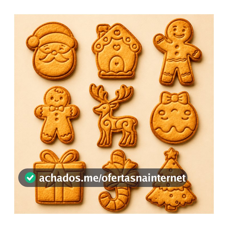 Cortadores e carimbo de Biscoito de Natal - Kit Gingerbread bengala  arvore e Presente 🎁