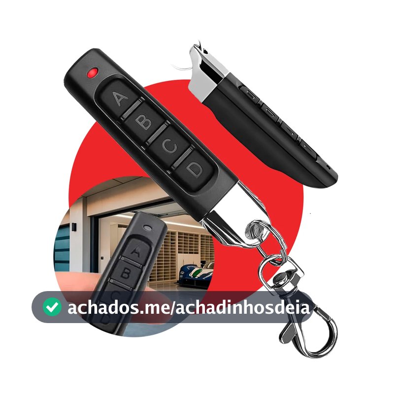 Controle Remoto Portão Universal Alarme 433mhz 4 Botões Mini Chaveiro Garagem Cancela Automação