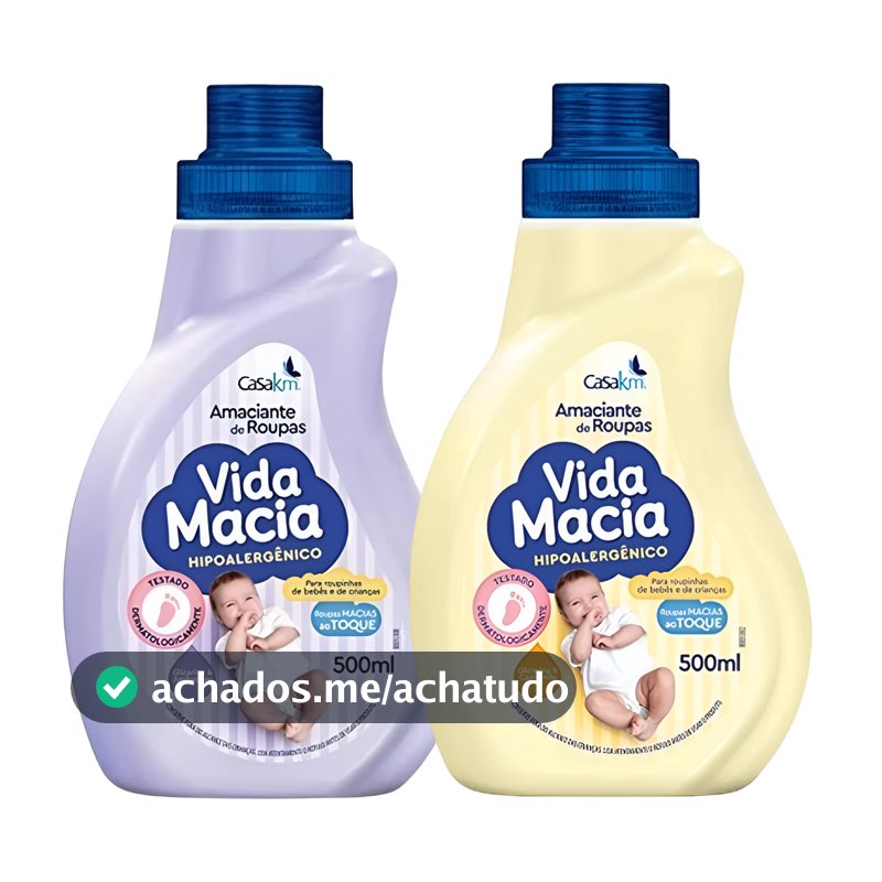 Kit 2 AMACIANTES de Roupa Vida Macia Baby Glicerina, Camomila e Amêndoas bebê 500ml