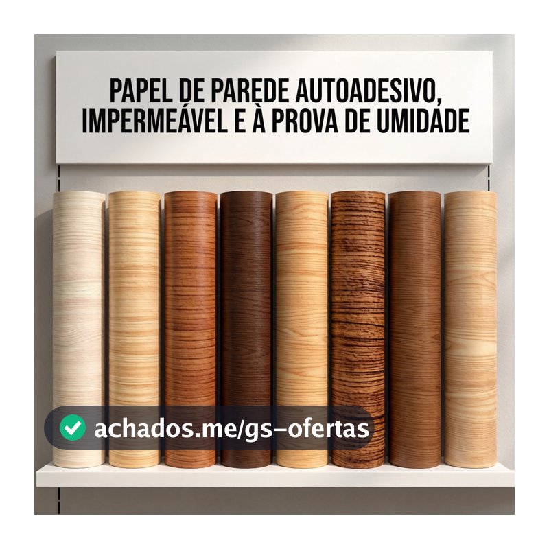 Papel de Parede Madeira 3D 5m x 45cm Autoadesivo Removível Fácil Aplicação Lavável Para Móveis Paredes Geladeira
