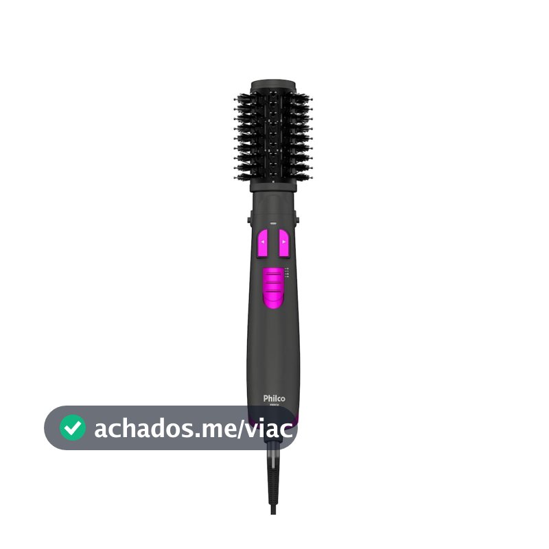 Escova Rotativa Philco PER02 1300W Íons Tourmaline Revestimento Cerâmico Bivolt