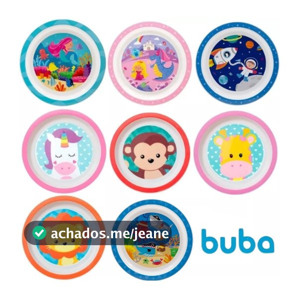 Pratinho Buba Animal Fun Alimentação Refeição Prato Bebê Infantil Introdução Alimentar Bebe.