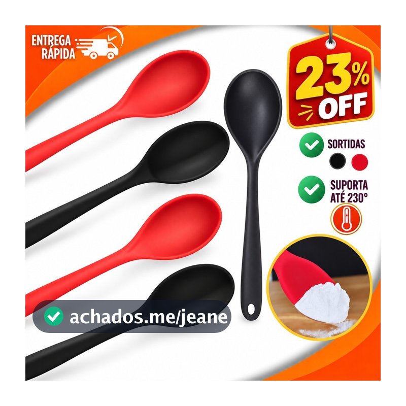 Colher de Silicone para Cozinha Resistente ao Calor Utensílio para Panela Antiaderente Nao risca