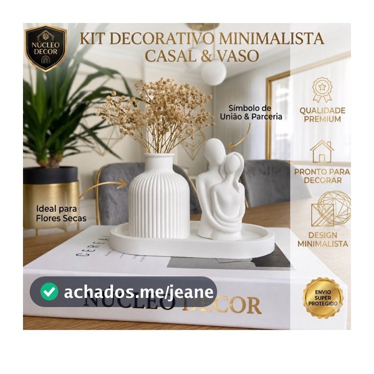 Kit Decoração Minimalista Luxo - Vaso + Estátua Pensador Abstrata + Bandeja em Gesso Estilo Boho